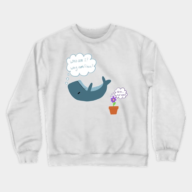 Falling Whale and Petunias Crewneck Sweatshirt by allysci